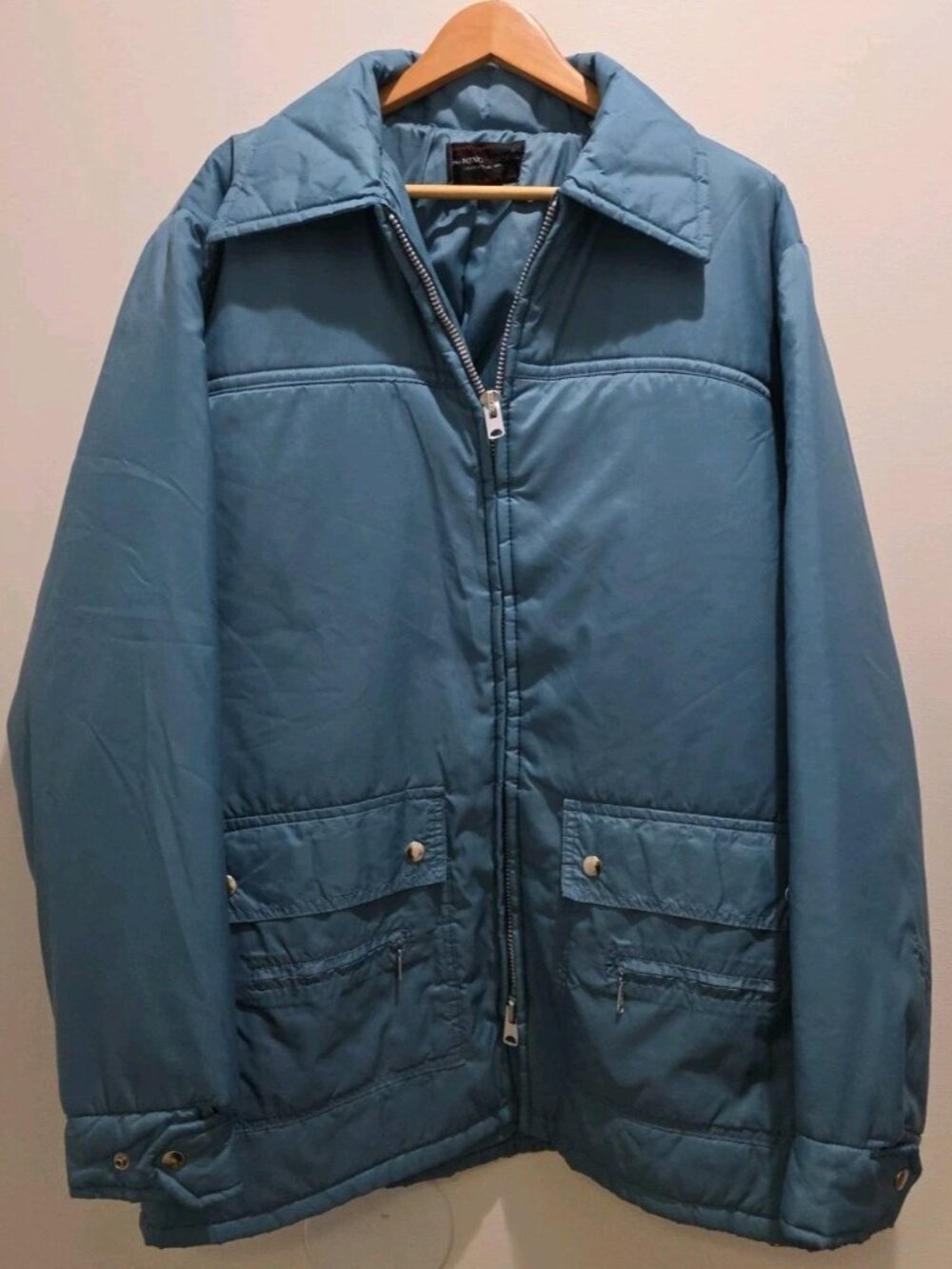 Vintage The King Size CO Jacket Men Large Teal Blue Windbreaker Nice!